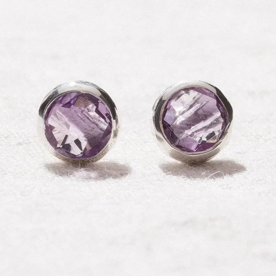 Amethyst Silver or Gold Stud Earring - Image 5