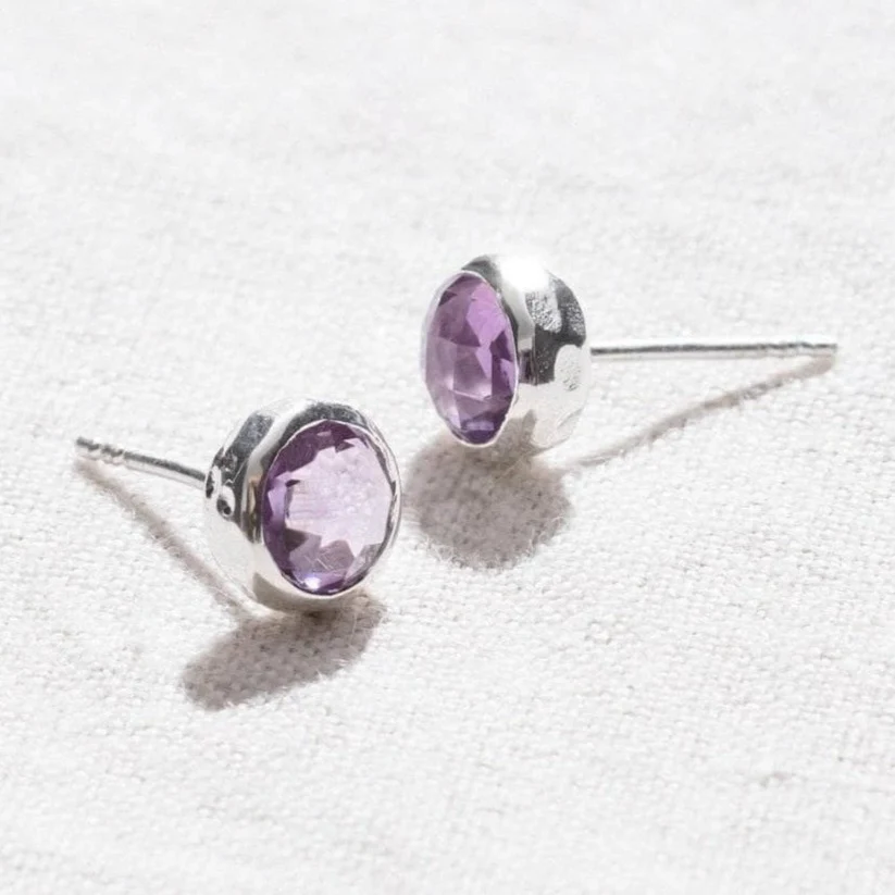 Amethyst Silver or Gold Stud Earring - Image 7