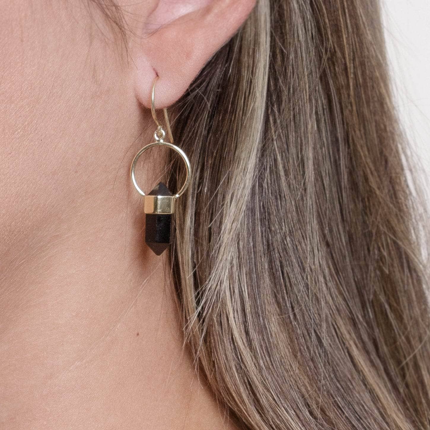 Black Tourmaline Crystal Point Earrings - Image 6