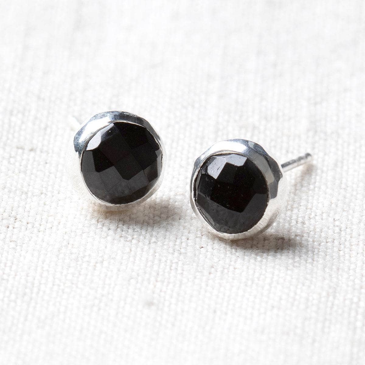 Black Tourmaline Silver or Gold Stud Earrings - Image 6