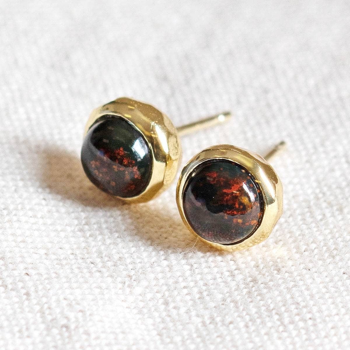 Bloodstone Gold or Silver Stud Earrings - Image 3