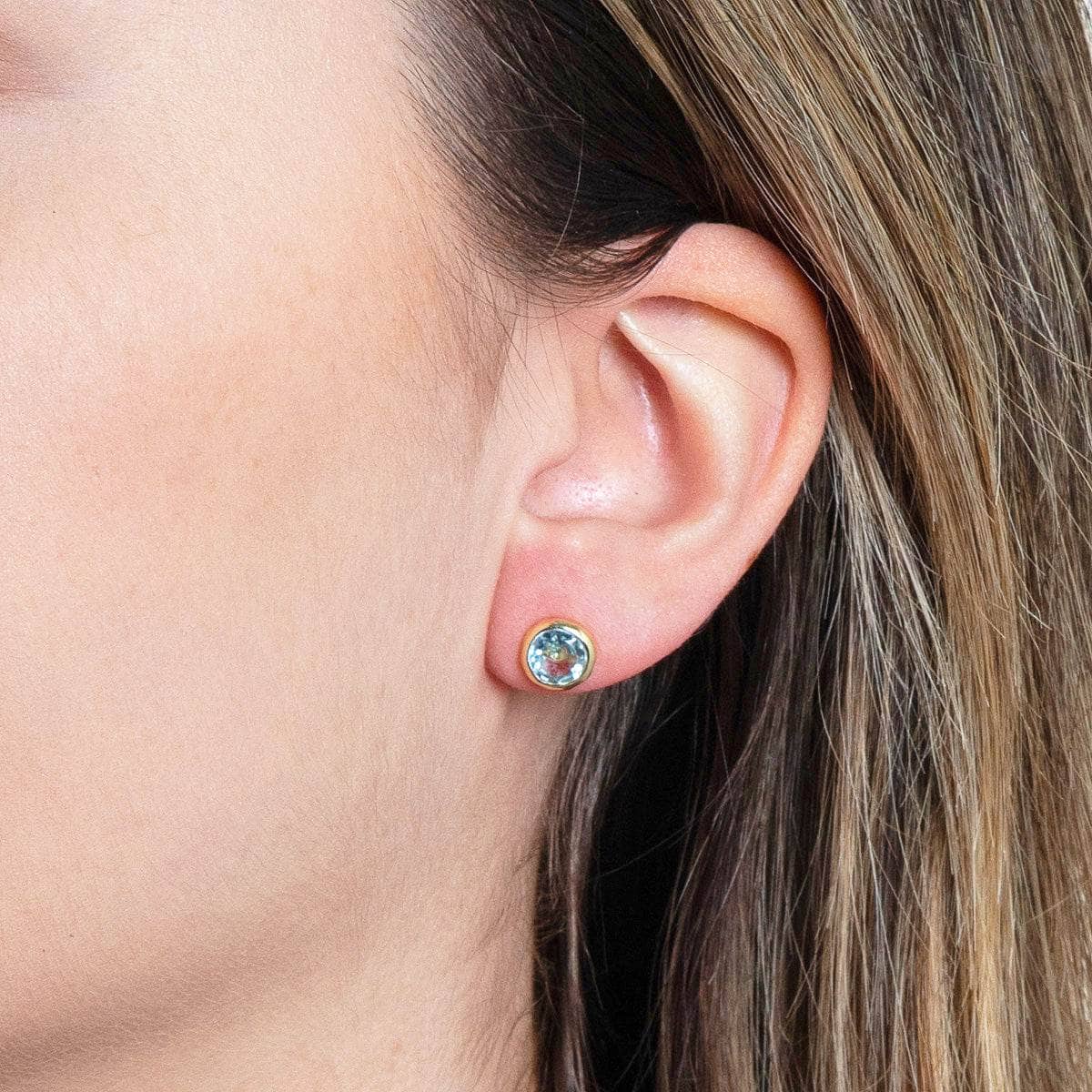 Blue Topaz Silver or Gold Stud Earrings - Image 5