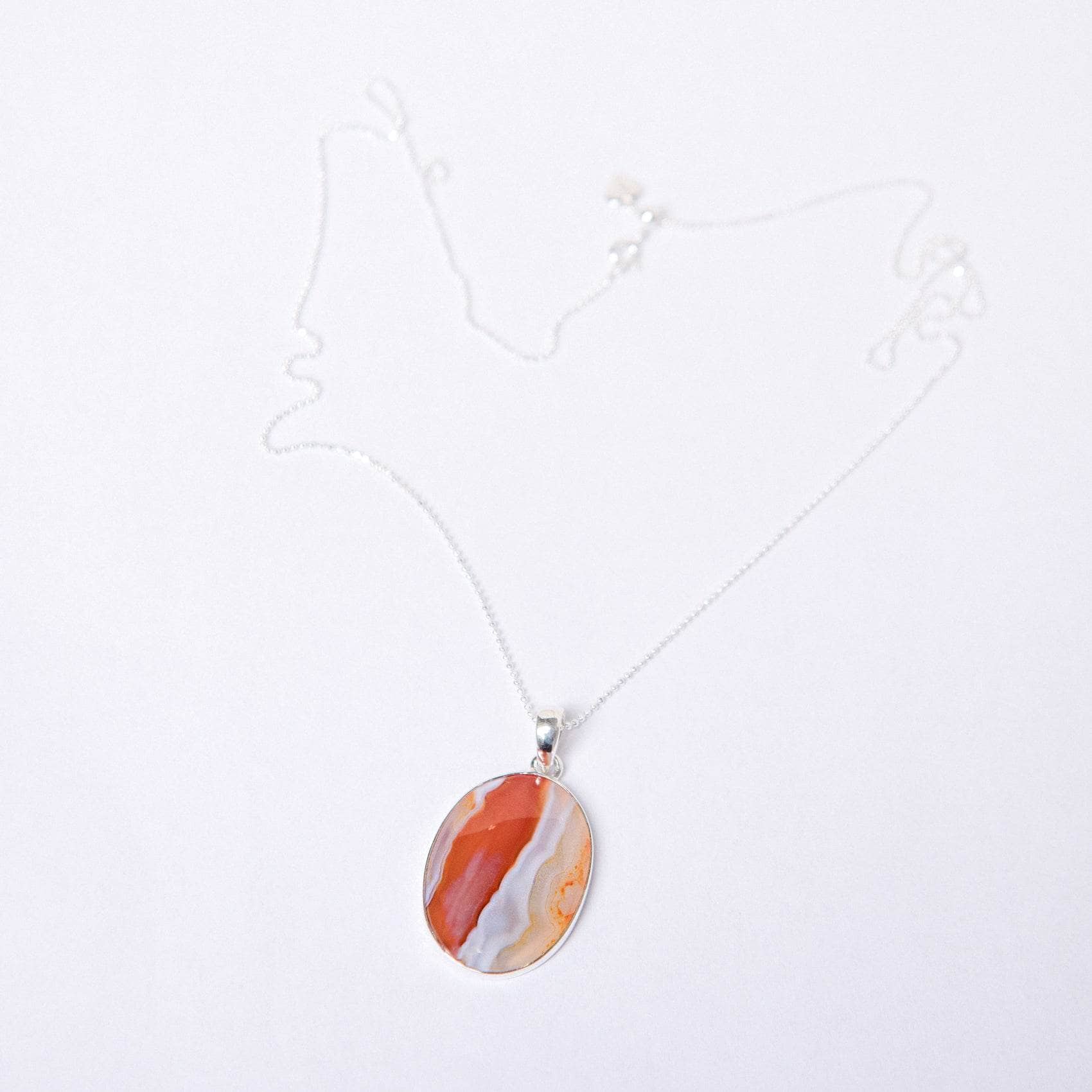 Carnelian Banded Agate Oval Pendant Necklace - Image 12