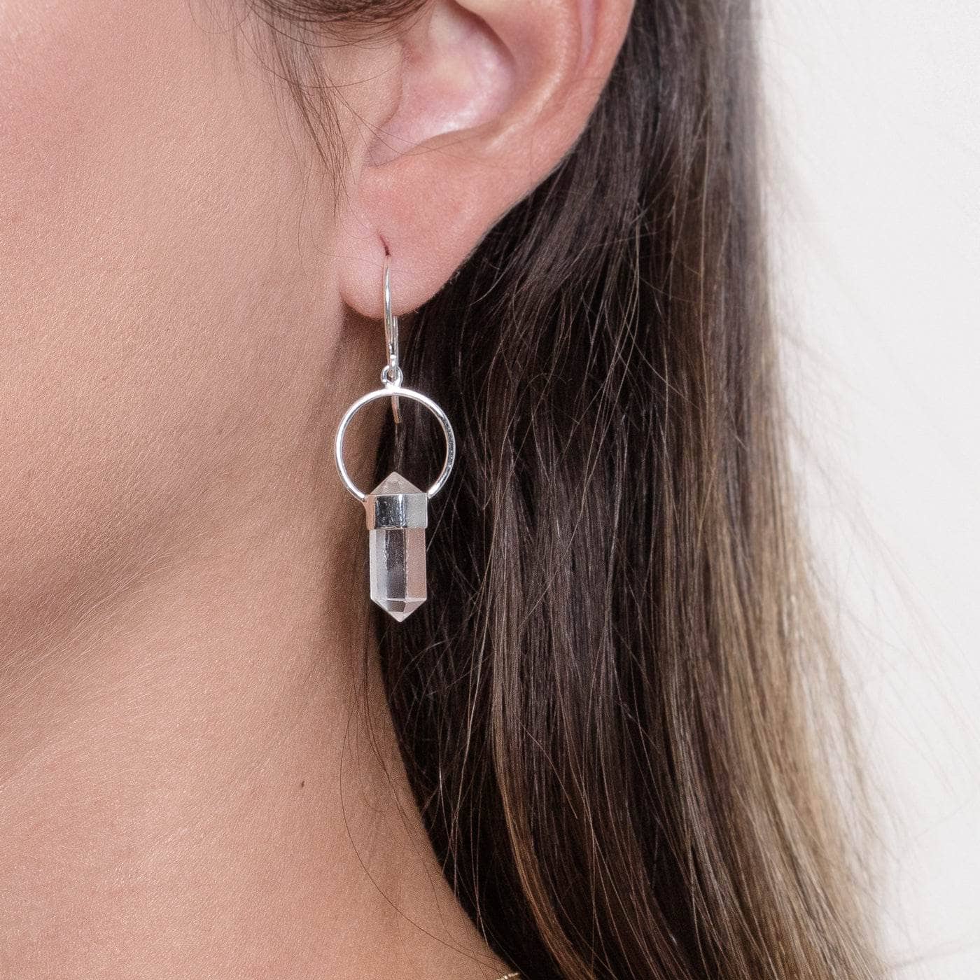 Clear Quartz Crystal Point Earrings - Image 2