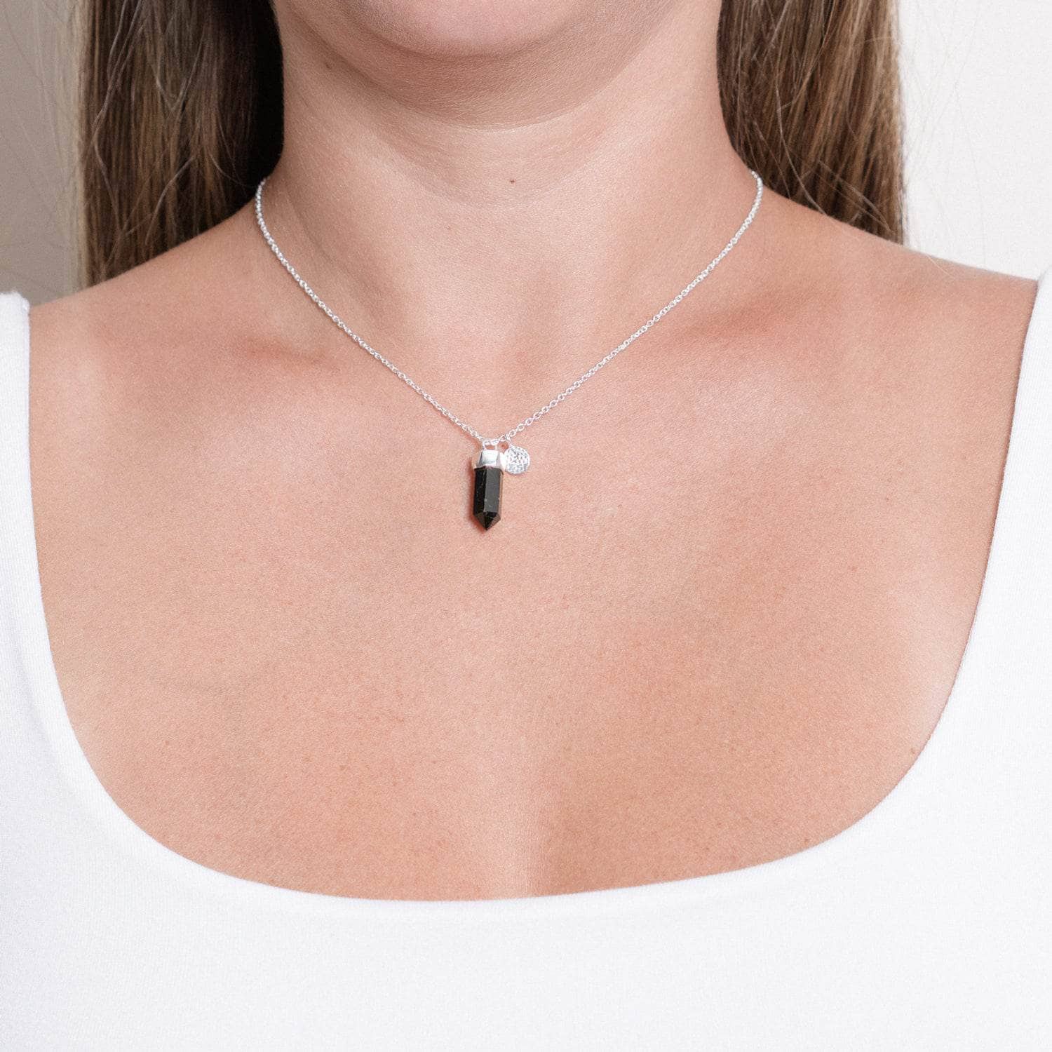 Delicate Black Tourmaline Crystal Point Necklace - Image 5