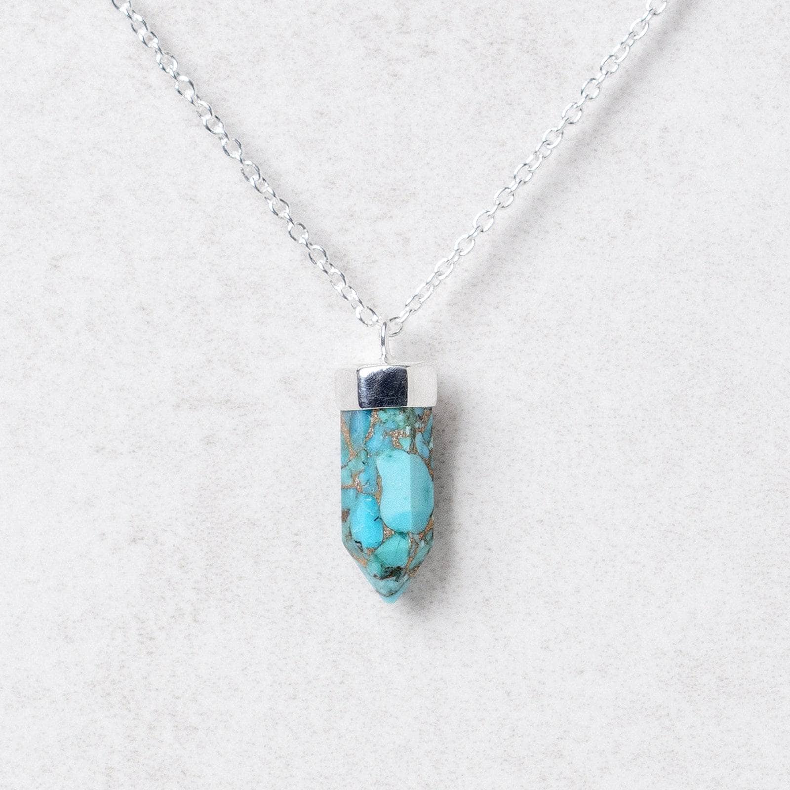 Delicate Genuine Turquoise Crystal Point Necklace - Image 2