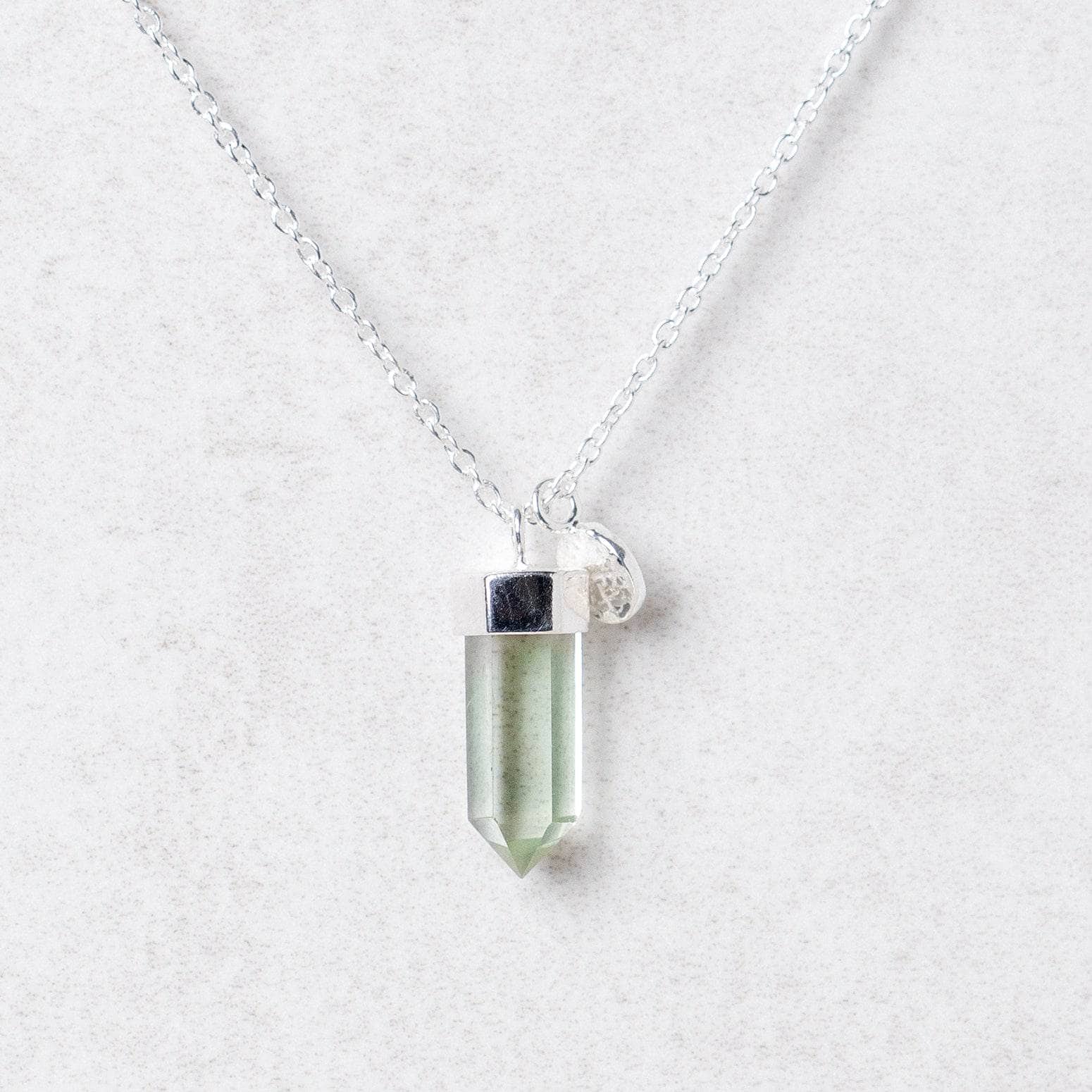 Delicate Green Amethyst Crystal Point Necklace - Image 2