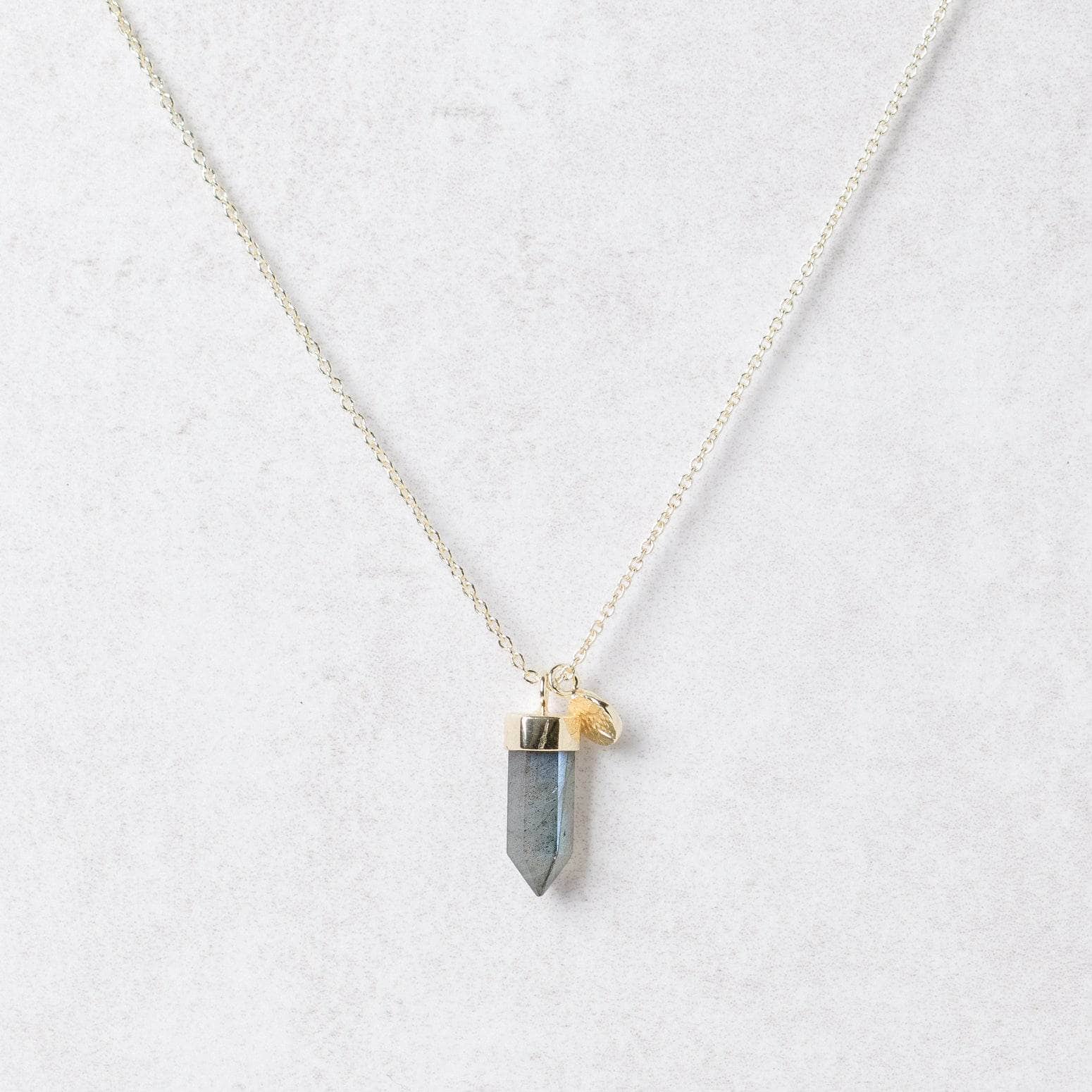 Delicate Labradorite Crystal Point Necklace - Image 3