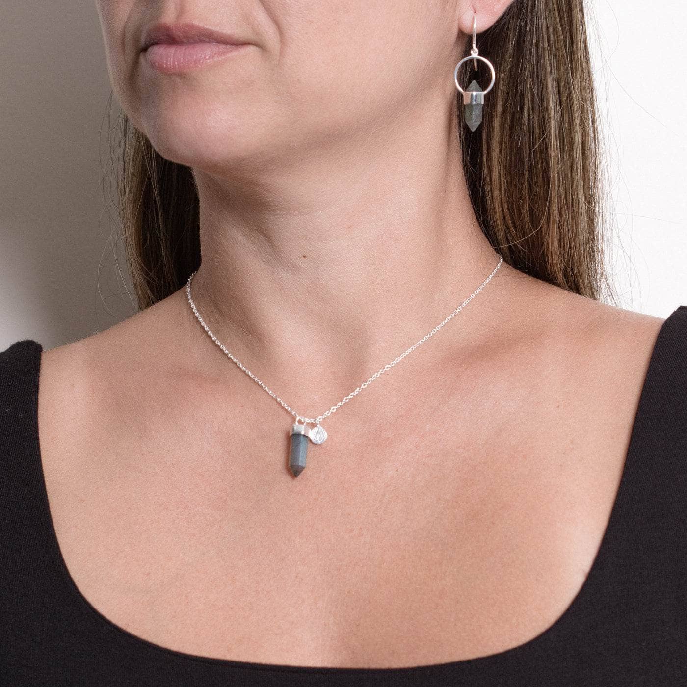 Delicate Labradorite Crystal Point Necklace - Image 8