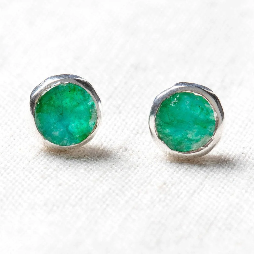 Emerald Silver or Gold Stud Earrings - Image 5