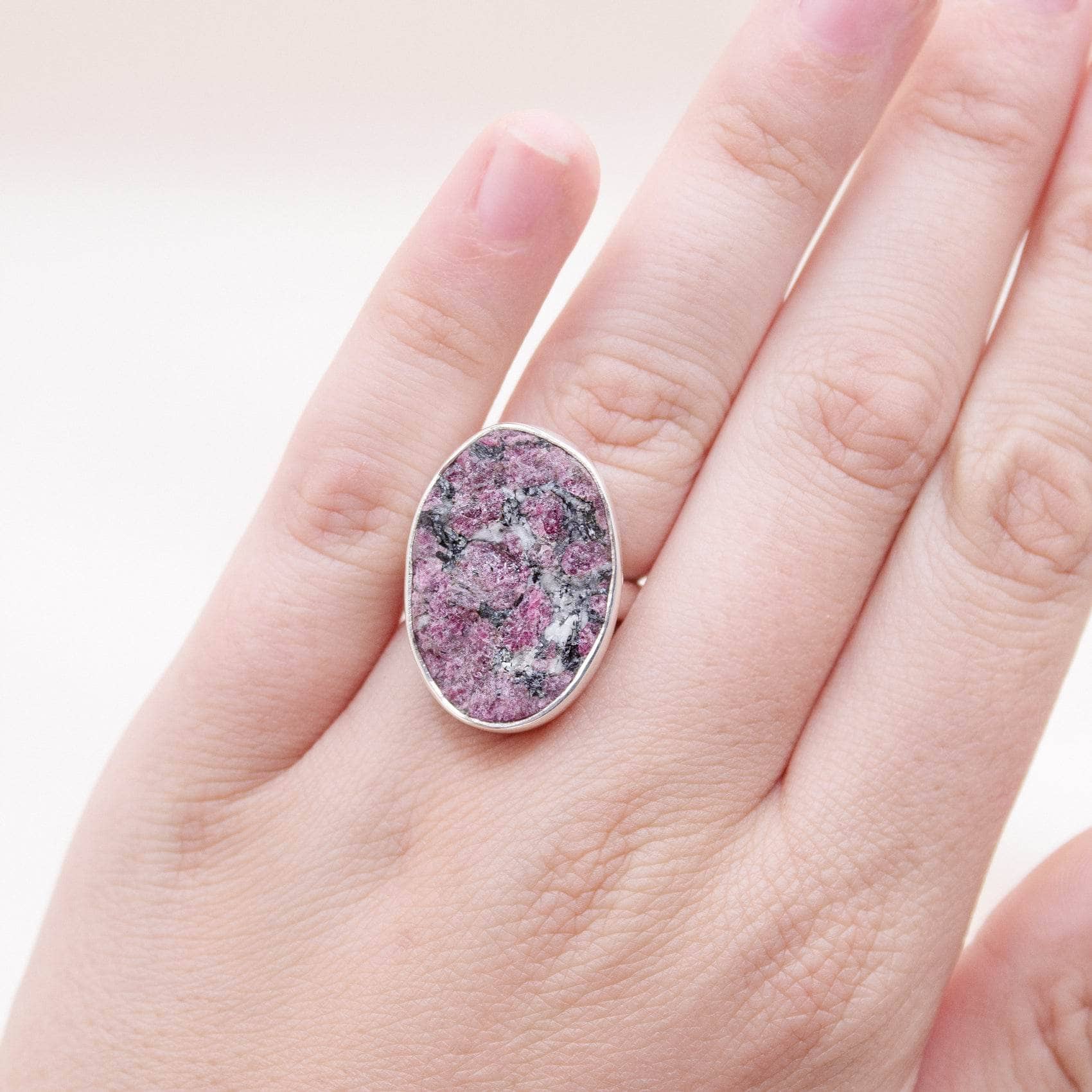 Rare Eudialyte Druzy Oval Adjustable Ring - Image 2