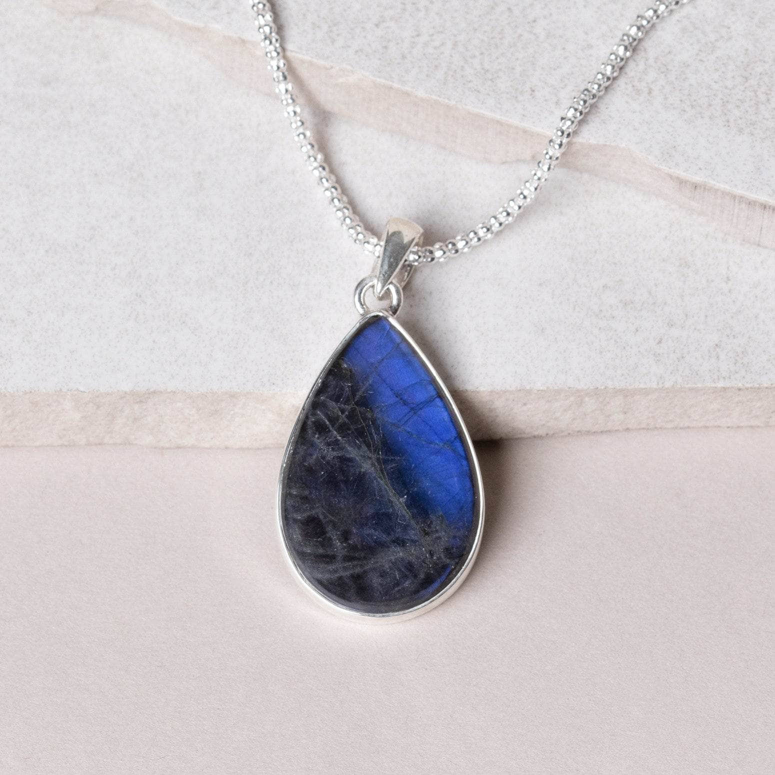Genuine Labradorite Teardrop Pendant Necklace - Image 18