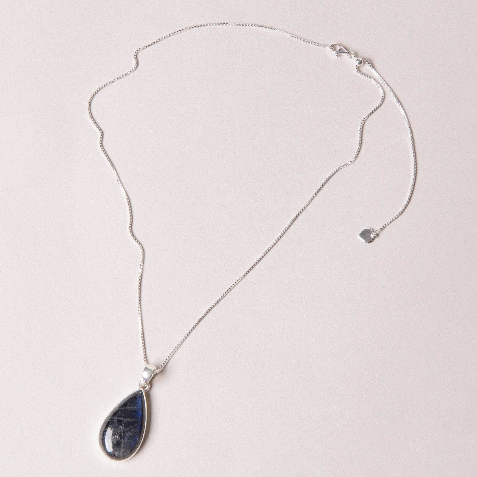 Genuine Labradorite Teardrop Pendant Necklace - Image 5