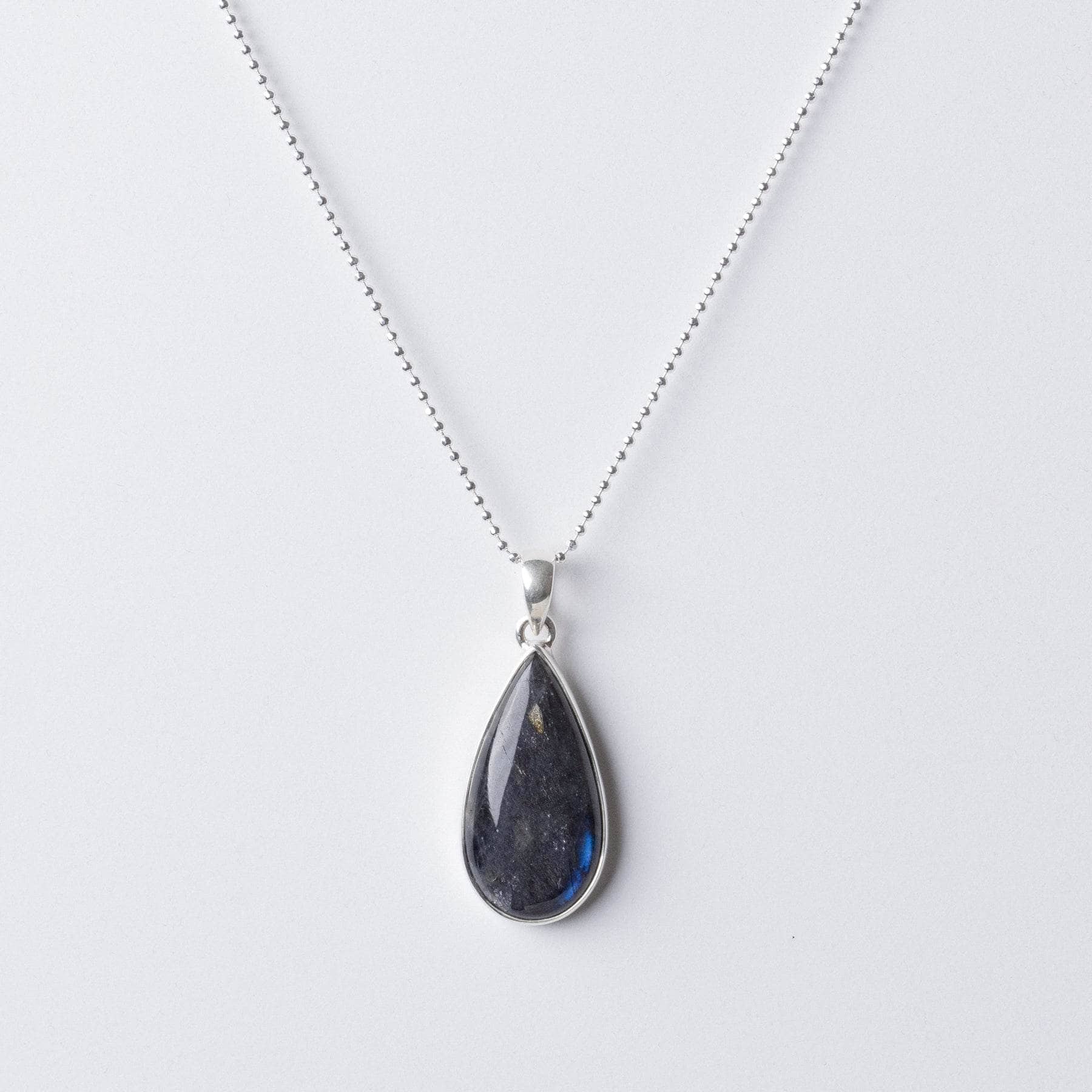 Genuine Labradorite Teardrop Pendant Necklace - Image 7