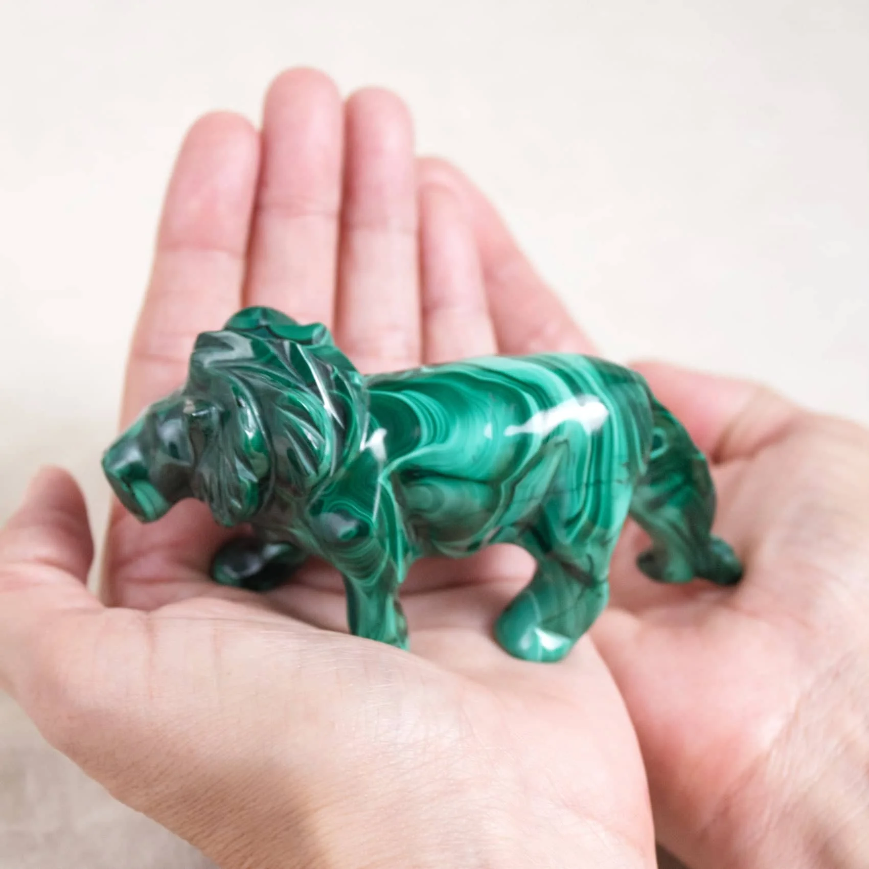 Genuine Malachite Lions - 1 of a Kind - Hand Carved - Image 19