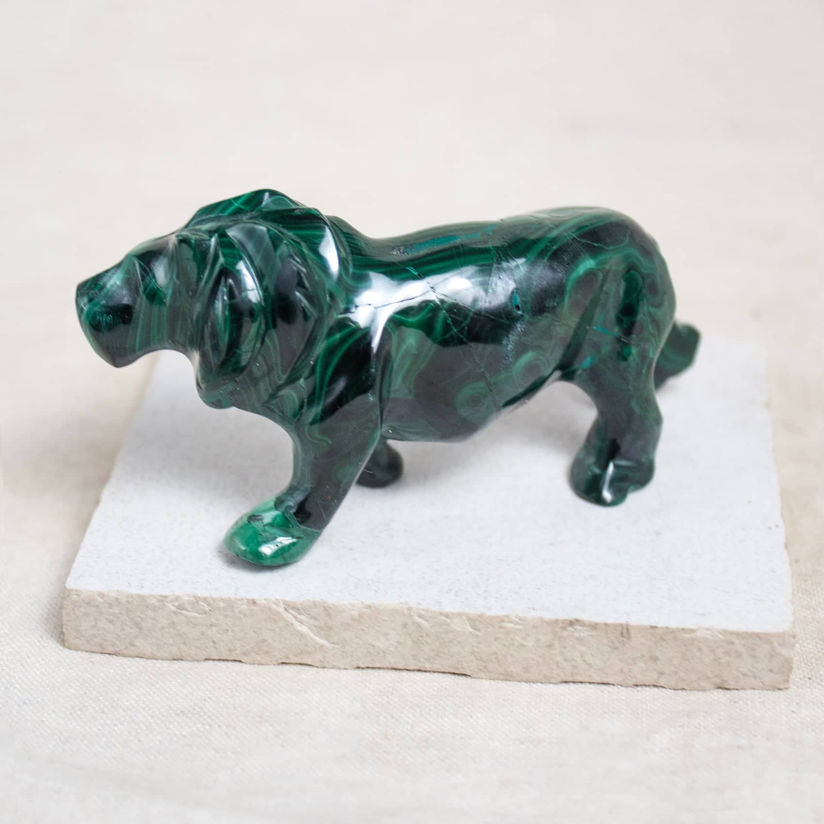 Genuine Malachite Lions - 1 of a Kind - Hand Carved - Image 3