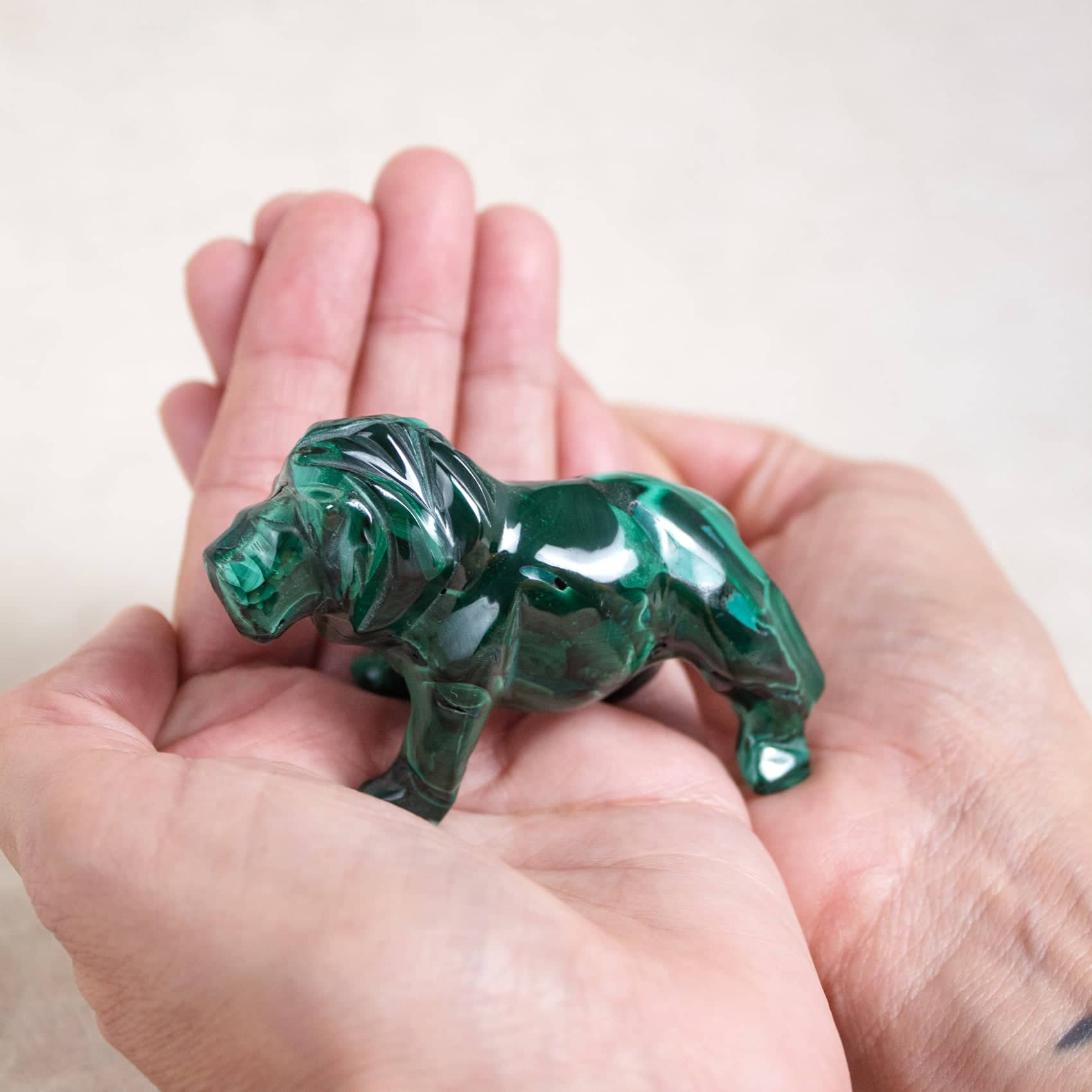 Genuine Malachite Lions - 1 of a Kind - Hand Carved - Image 7