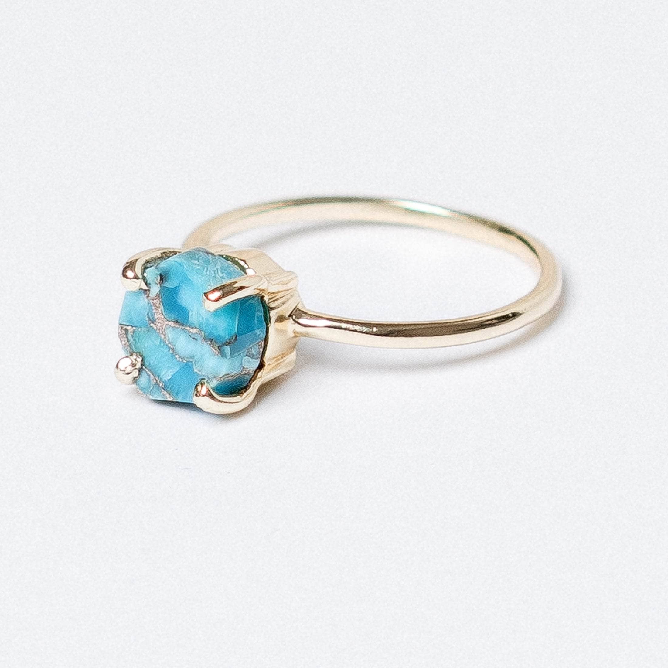 Natural Turquoise Raw Freeform Gold or Silver Ring - Image 5