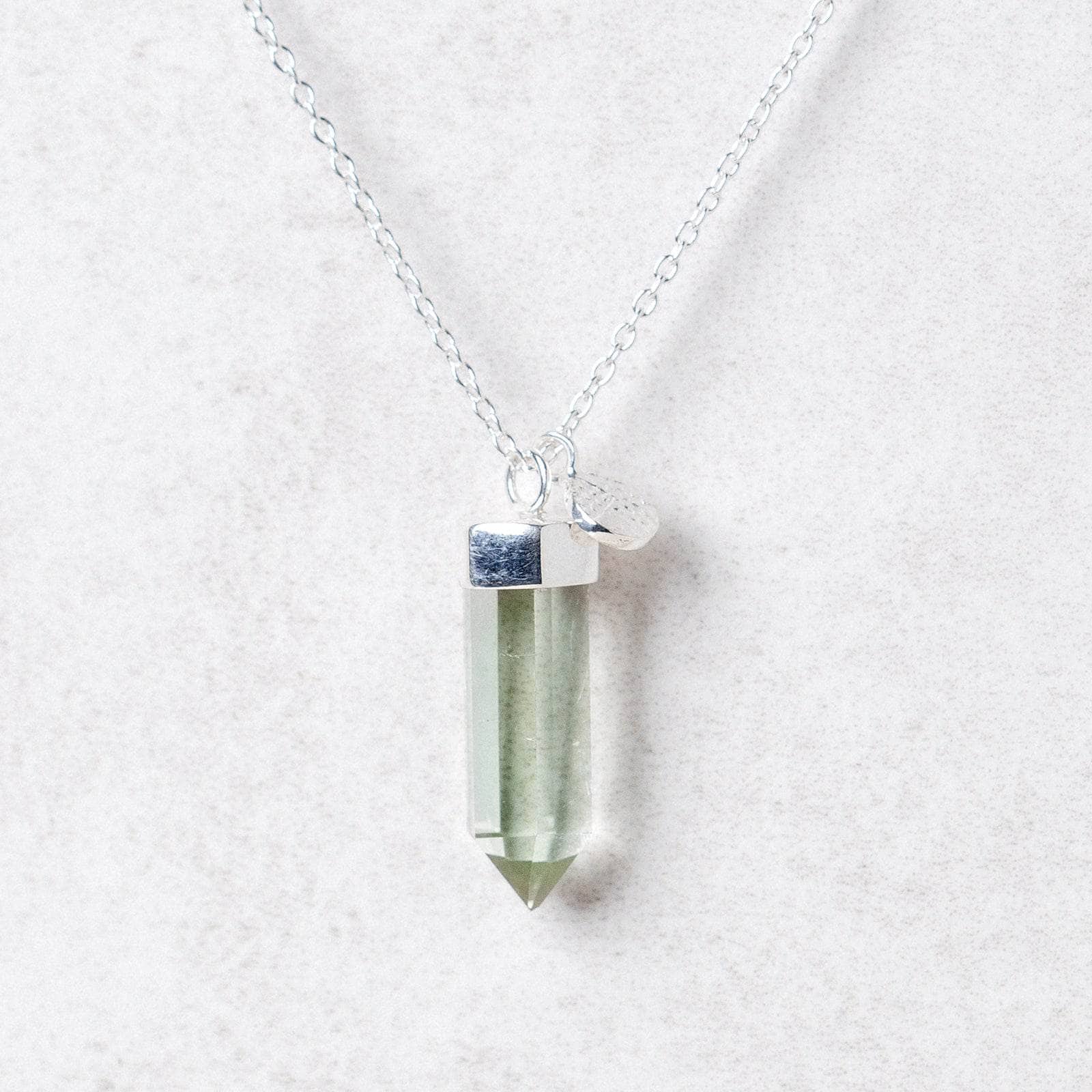 Green Amethyst Crystal Point Necklace - Image 6