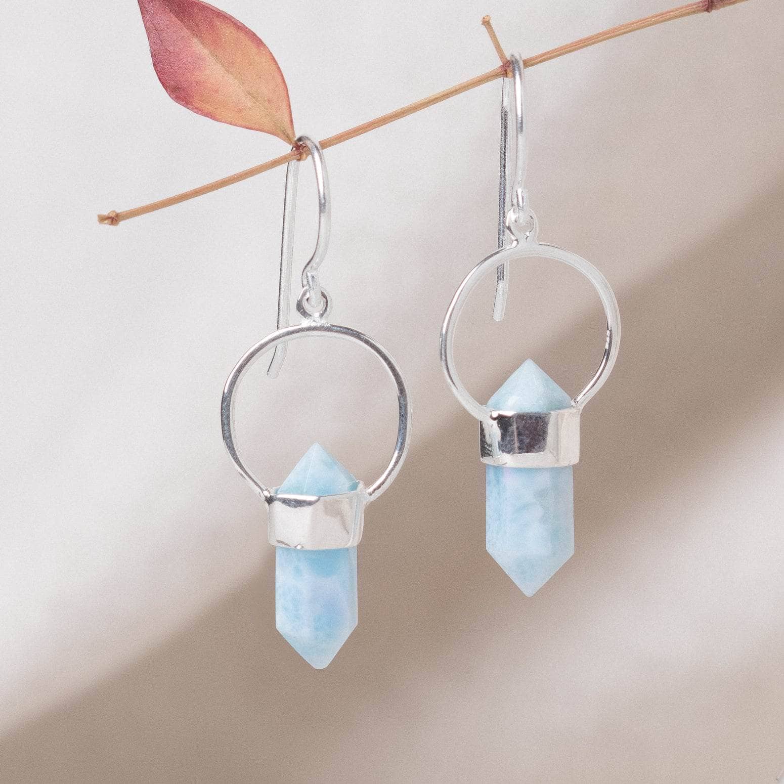 Rare Genuine Larimar Crystal Point Earrings - Image 5