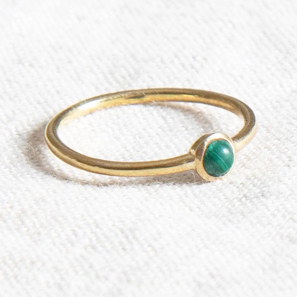 Genuine Malachite Silver, Gold or Rose Gold Ring - Image 12