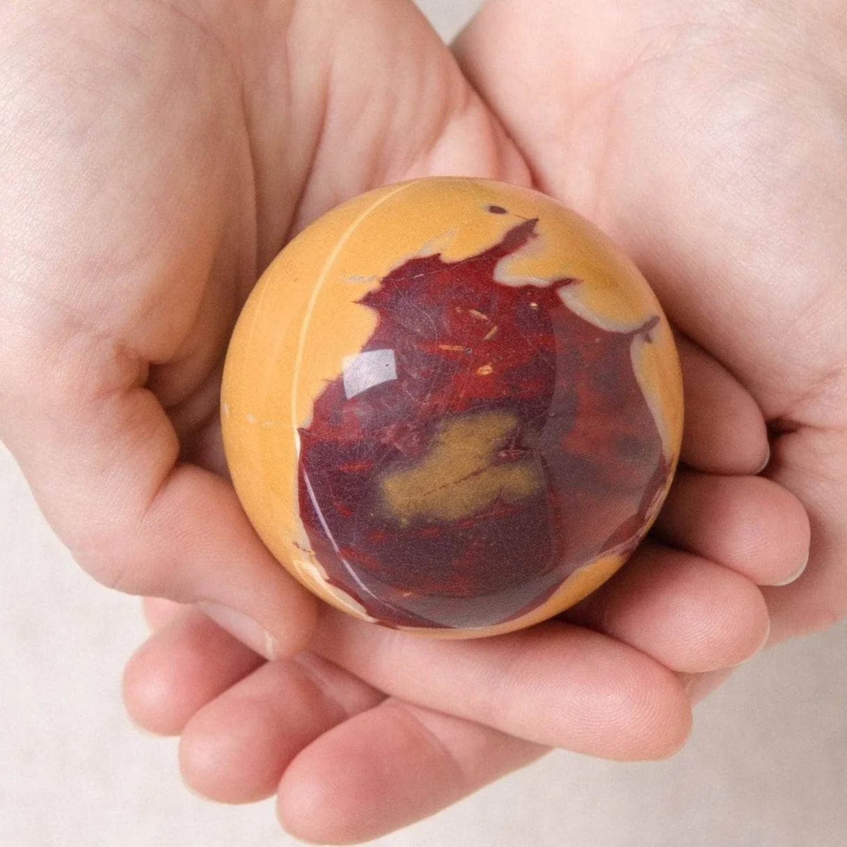 Mookaite Jasper Sphere with Tripod - AAA Premium Quality - Image 2