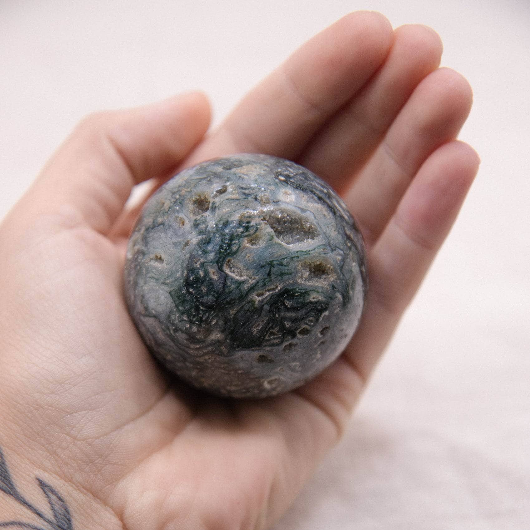 Moss Agate Sphere with Tripod - AAA Premium Quality - Image 6