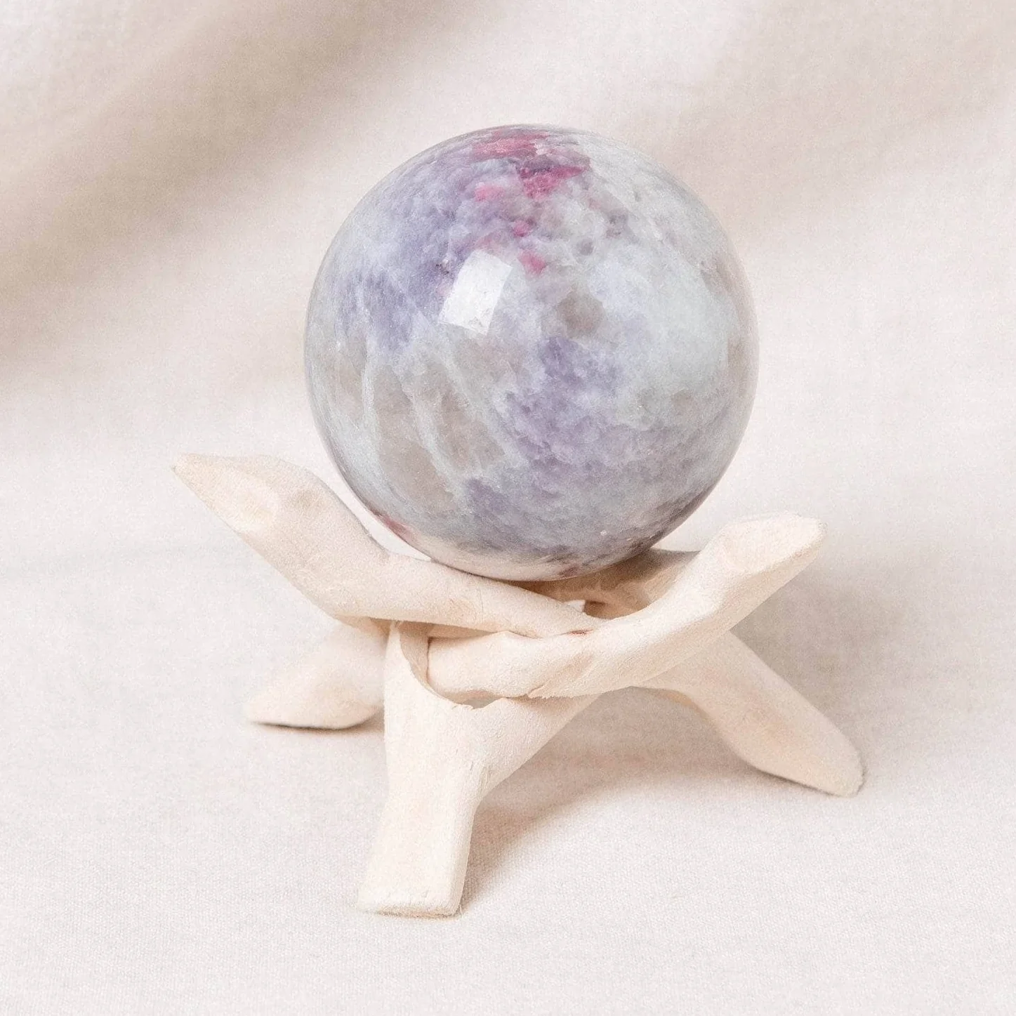 Plum Tourmaline Sphere with Tripod - AAA Premium Quality - Image 4