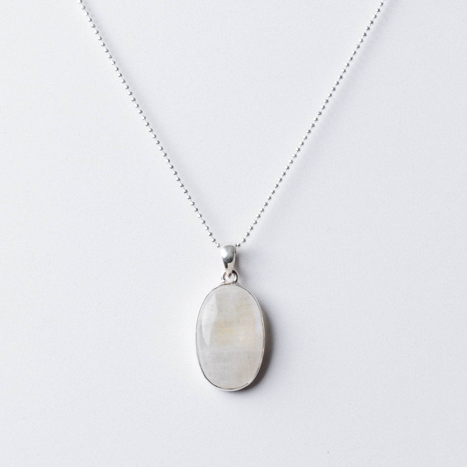 Rainbow Moonstone Oval Pendant Necklace - Image 9