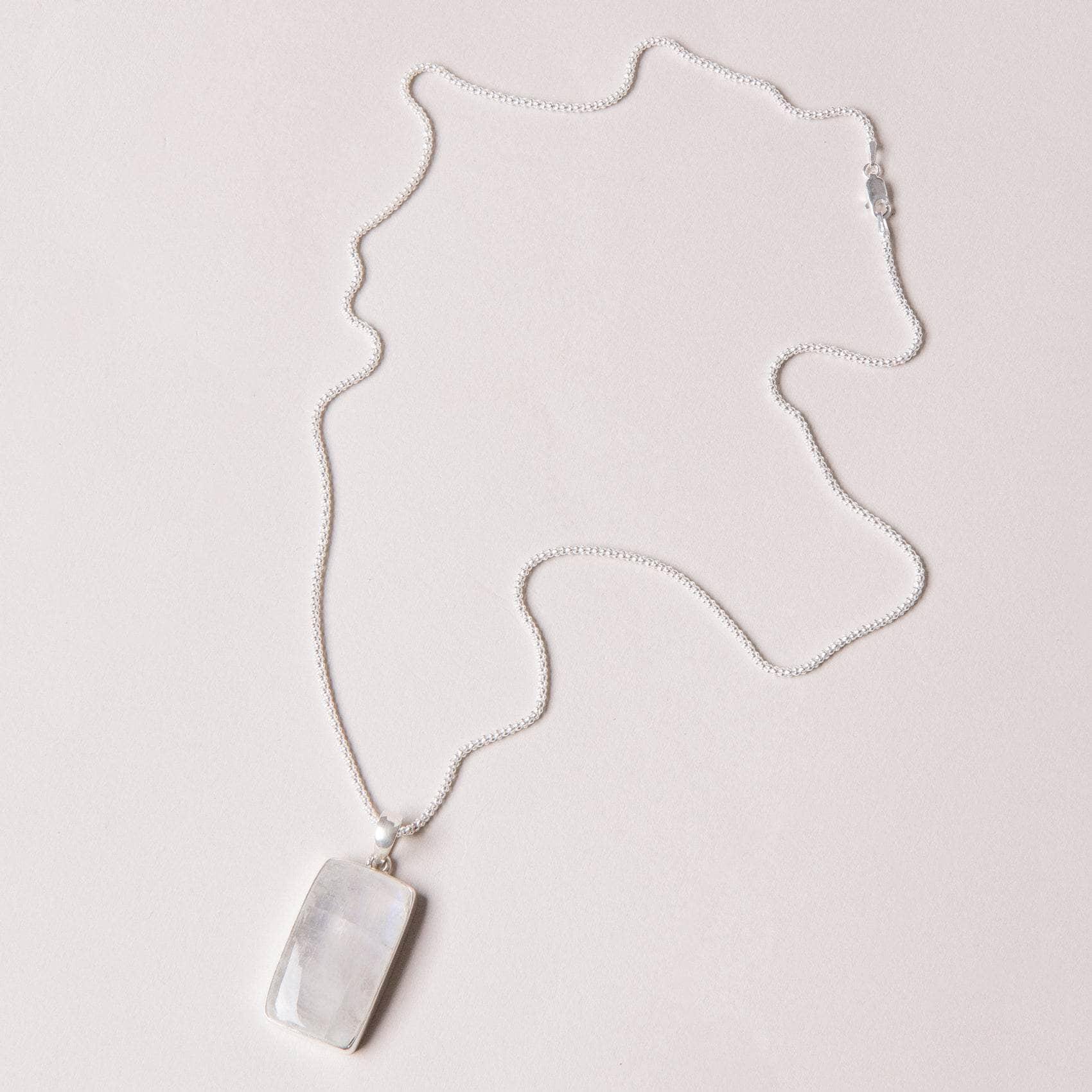 Rainbow Moonstone Rectangle Pendant Necklace - Image 5
