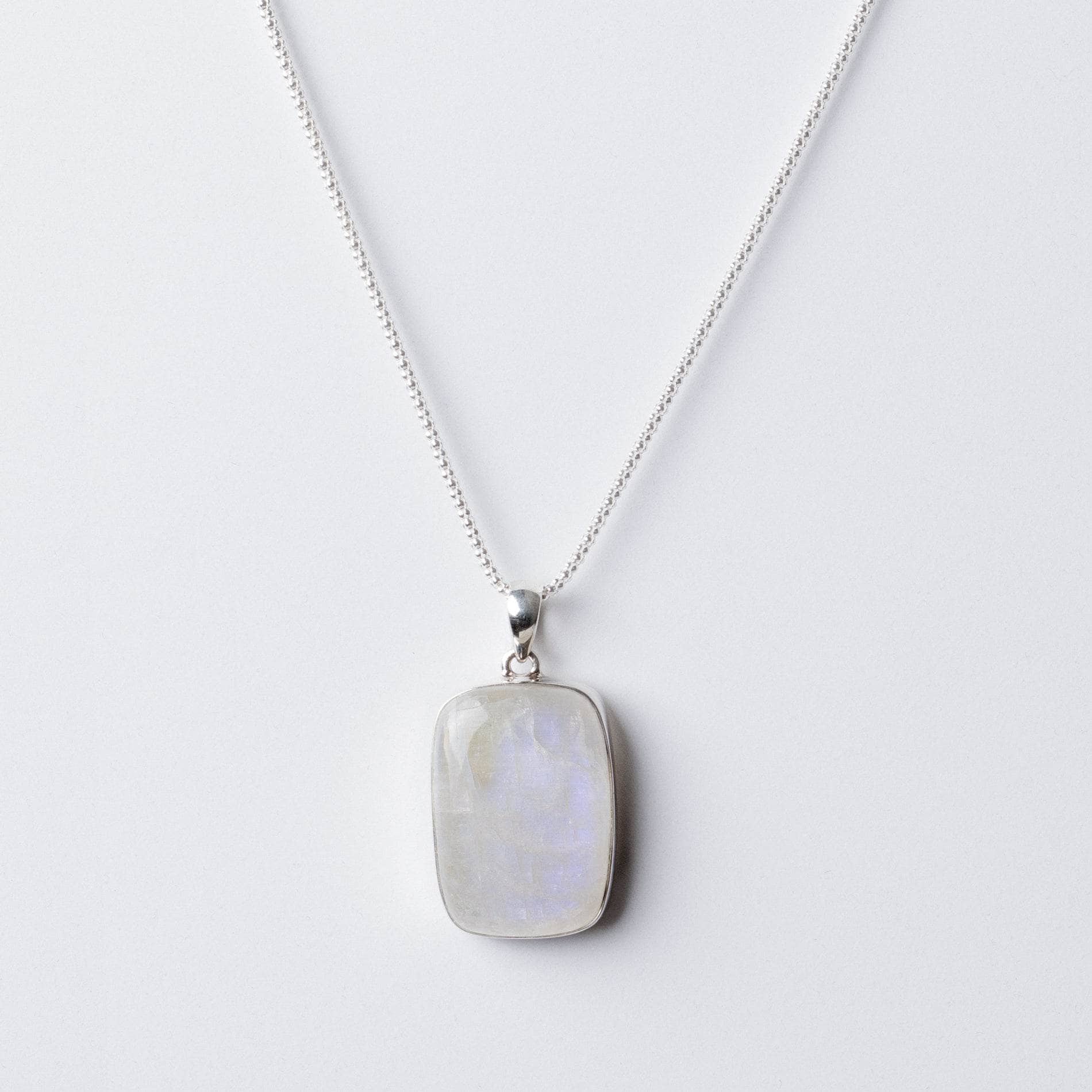 Rainbow Moonstone Rectangle Pendant Necklace - Image 8