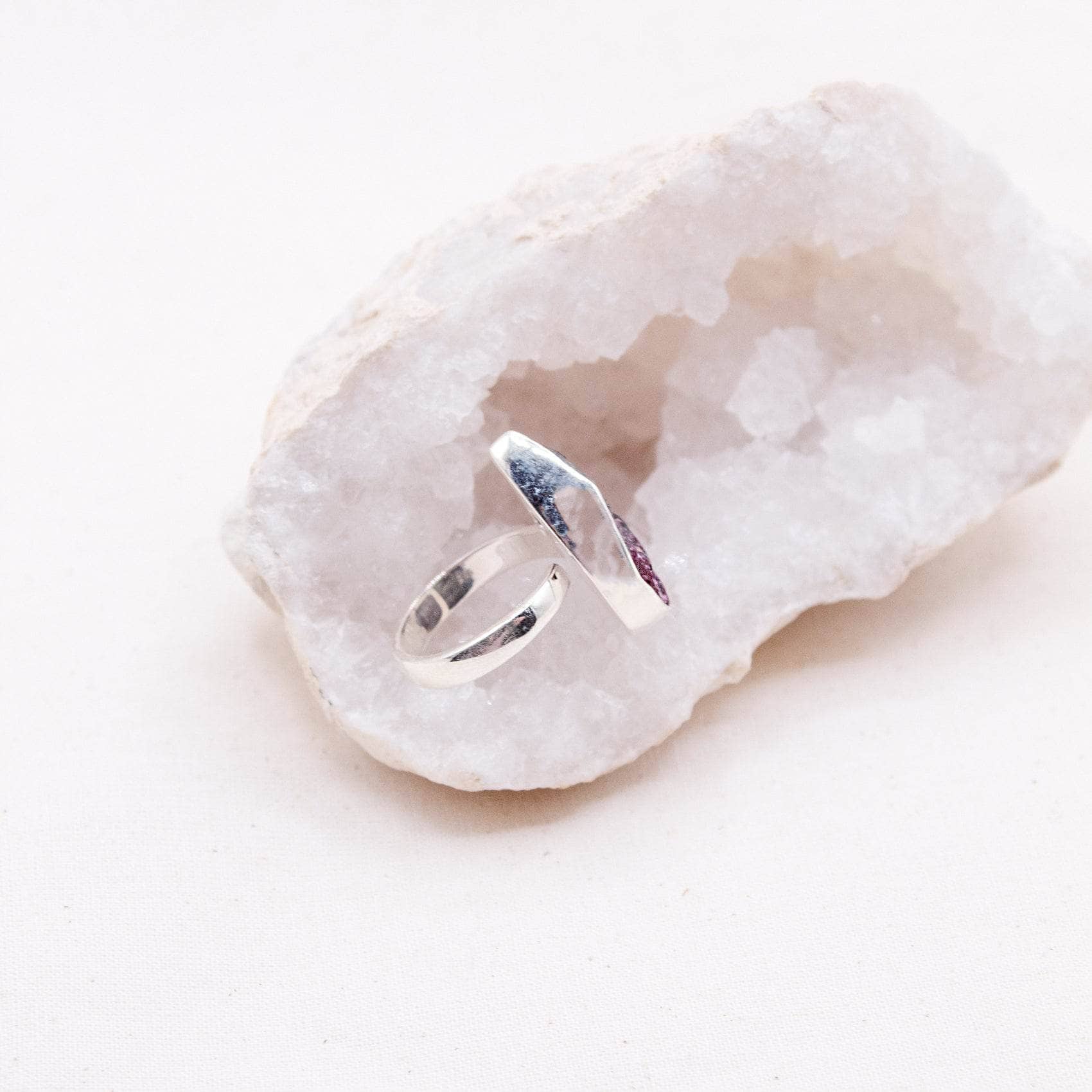 Rare Eudialyte Druzy Adjustable Teardrop Ring - Image 11
