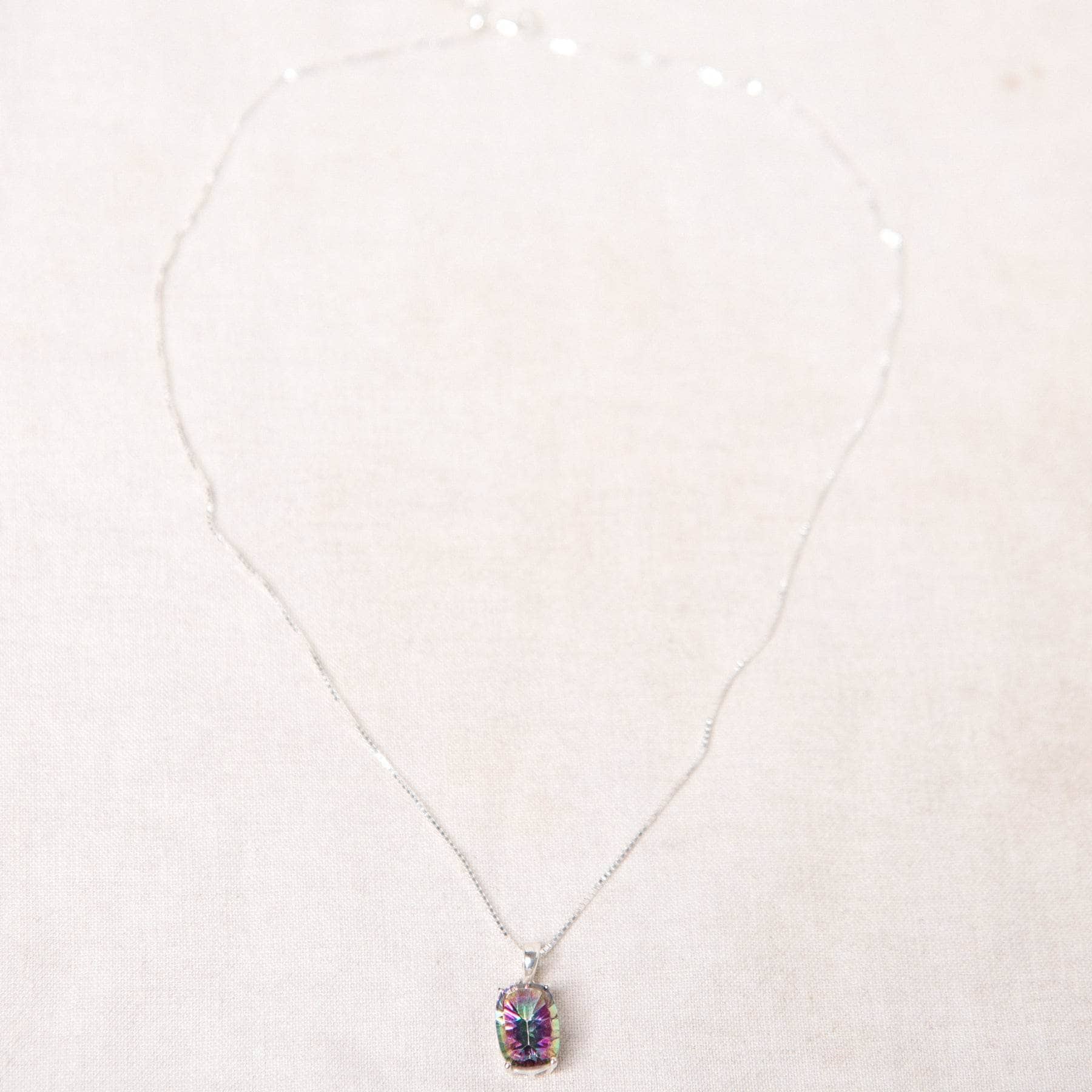 Rare Mystic Topaz Emerald Cut Pendant Necklace - Image 4