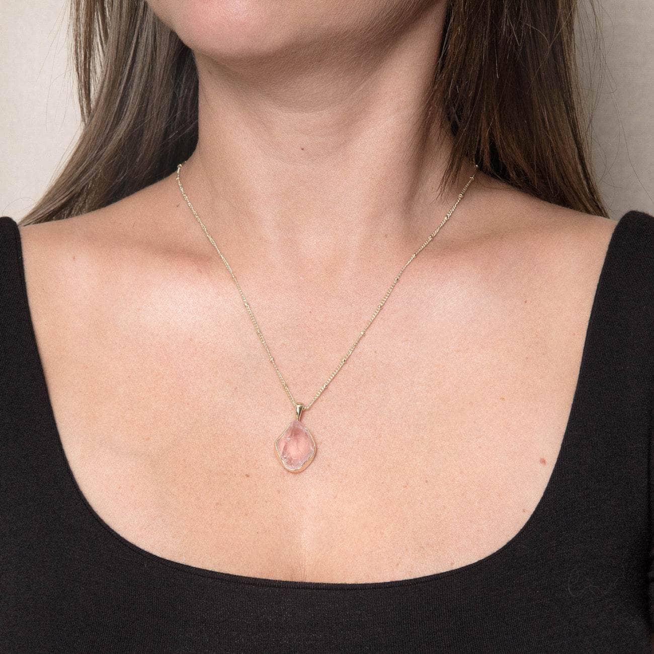 Rose Quartz Raw Crystal Necklace - Image 5