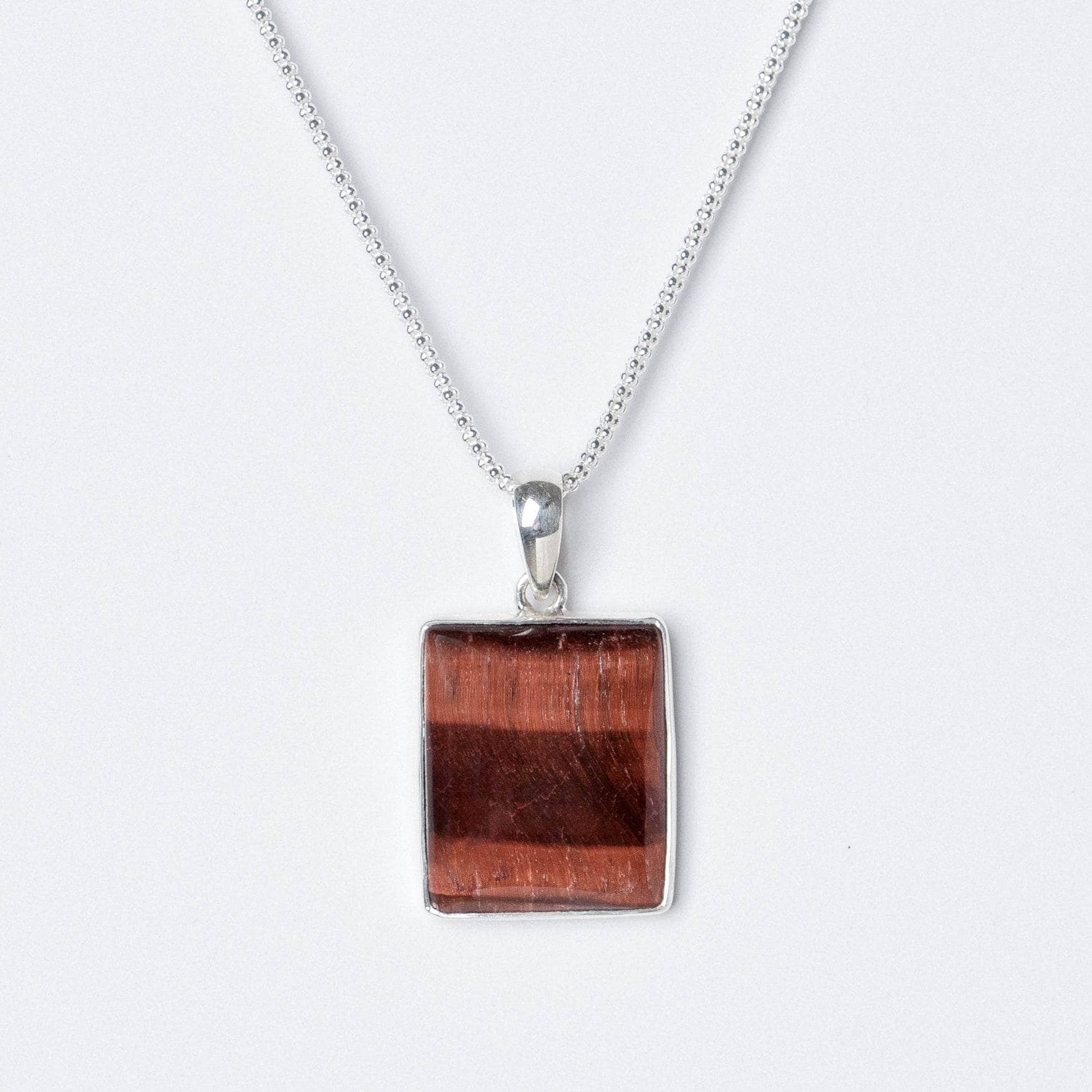Red Tiger Eye Square Pendant Necklace - Image 3