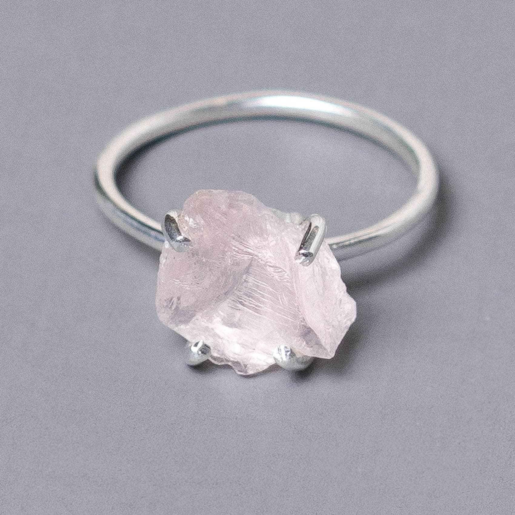 Rose Quartz Raw Freeform Gold or Silver Ring - Image 7