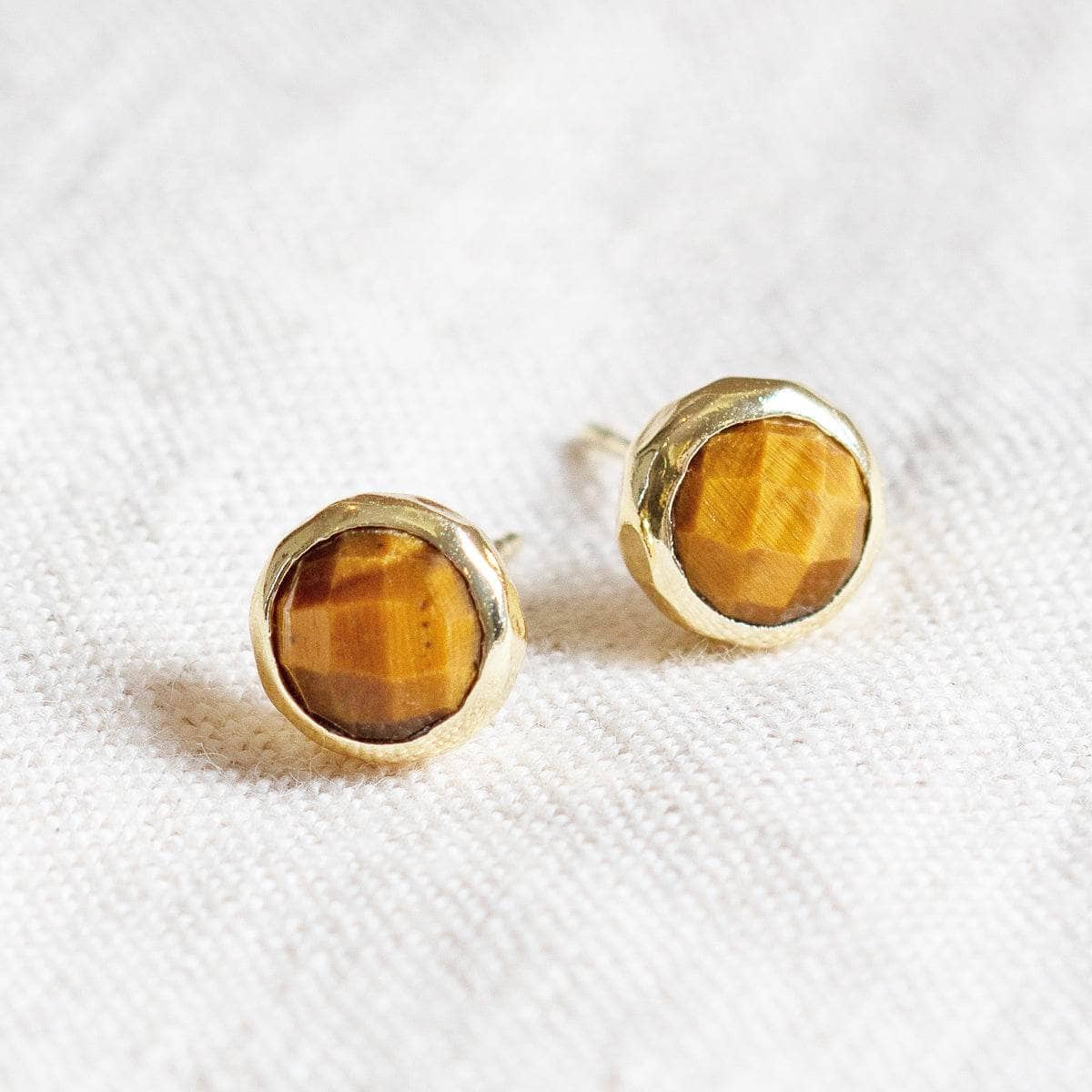 Tiger Eye Silver or Gold Stud Earrings - Image 3