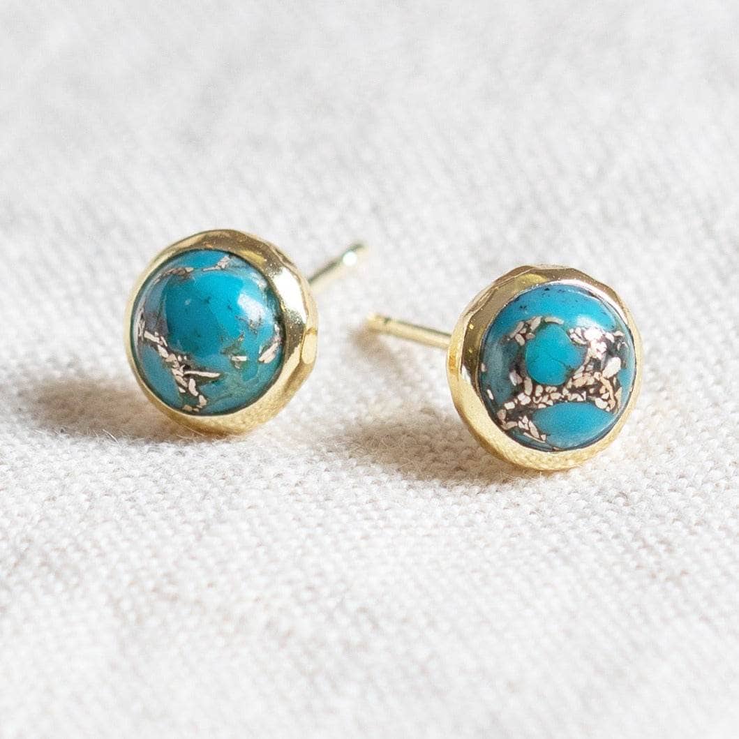 Genuine Turquoise Silver or Gold Stud Earrings - Image 7
